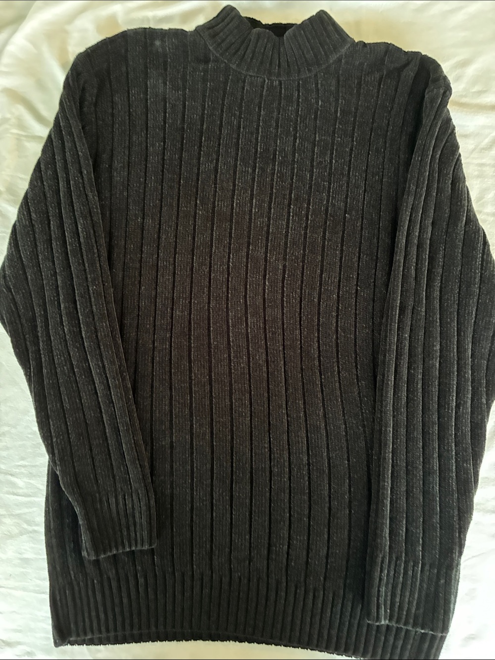 Vintage Men's Velour Ribbed Black Turtleneck Sweater